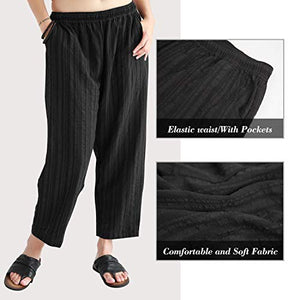 Jiqiuguer Boho Linen Pants with Pockets